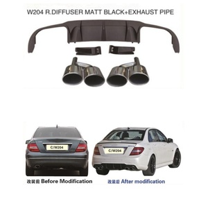 Pour Benz W204 Diffuseur arrière Noir mat et tuyau d'échappement Style AMG 2011-2013 - Product Image 2