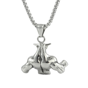 Pendentif taureau en acier inoxydable, collier à thème animal pour hommes et femmes, cadeau 19011 - Product Image 3