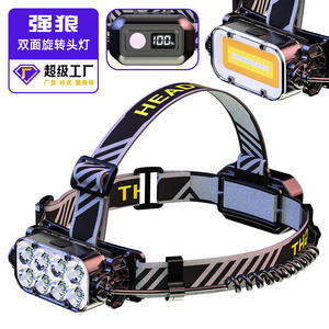Linterna frontal Strong Wolf LED recargable de 2000 mAh con luz COB giratoria, carga tipo C y pantalla LCD - Product Image 3