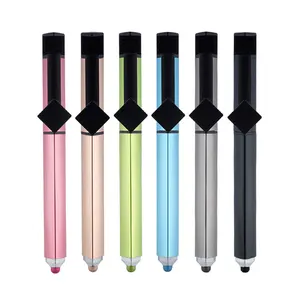 قلم حبر جل مثلث متعدد الوظائف جديد من BECOL قلم حبر جل بلاستيكي بشعار مخصص مع قلم للكتابة وحامل للهاتف للإعلان
