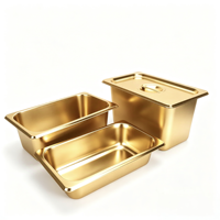 Goldene Edelstahl-Gastronormbehälter mit Deckel, Metall-GN-Behälter für Buffet, Restaurant und Küchenlagerung