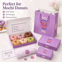 Boîtes en papier personnalisées violettes recyclées pour donuts, desserts, gâteaux, mochis et pâtisseries, vente en gros