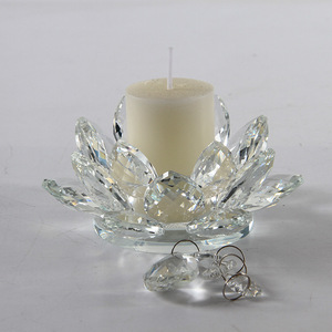 Portacandele in Vetro Trasparente a Forma di Loto Personalizzato, Decorazione <span class=keywords><strong>da</strong></span> Tavolo in Cristallo, Ornamenti Dedicati <span class=keywords><strong>al</strong></span> Portacandele Ghee. - Product Image 4