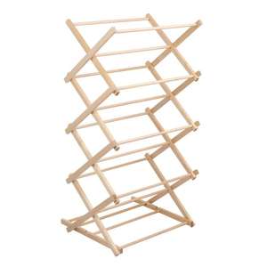 Séchoir à linge portable en bois massif, pliable et compact pour intérieur et balcon - Product Image 3