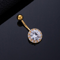 Produit transfrontalier très vendu : Piercing de nombril pour femme avec zircon coloré, pampille, trèfle à quatre feuilles et motif dauphin mignon