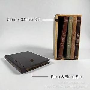 Posavasos de madera con forma de libro, cuadrados, de madera maciza, de color retro, para bebidas, para café, té, decorativos y funcionales - Product Image 4