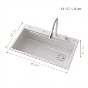 Wastafel Dapur Stainless Steel YEETE White Flying Fish Waterfall Desain Modern Sederhana, Bak Persegi Panjang, Cetakan Satu Bagian - Product Image 2