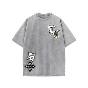 Camisetas de Punto para Hombre, Retro, Estampadas, Lavadas al Ácido, 100% Algodón, Estilo Urbano, Hip Hop, Manga Corta, Corte Holgado, Antiarrugas, Secado Rápido - Product Image 1