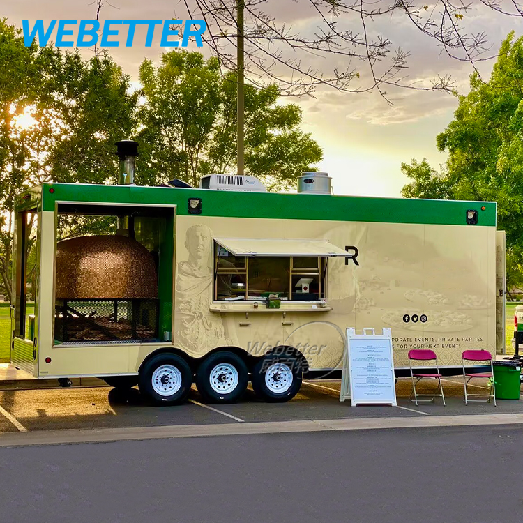 WEBETTERカスタムケータリングトレーラーFoodTruckモバイルキッチンピザファーストフードトレーラーモバイルピザオーブンフードトラック、フルキッチン付き