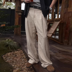 <span class=keywords><strong>Pantaloni</strong></span> Casual da Uomo per il Pendolarismo, Stile Classico a Gamba Dritta in <span class=keywords><strong>Lino</strong></span> e <span class=keywords><strong>Cotone</strong></span>, Servizio di Produzione OEM Disponibile - Product Image 2
