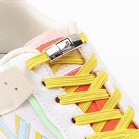 Chaussures de loisirs en plein air, lacets élastiques plats à boucle de bouton en métal, sans cravate, fermeture à pression en métal, lacets de baskets