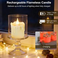 Bougies LED sans flamme à effet scintillant, rechargeables, avec minuterie et variateur d'intensité, type bougie votive, avec base de charge pour supermarché