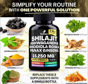 Capsules Solilan Complexe de <span class=keywords><strong>Ginseng</strong></span> Tout-en-Un Shilajit Ashwagandha Curcuma Ginkgo Rhodiola Rosea <span class=keywords><strong>Ginseng</strong></span> Rouge Coréen Panax - Product Image 3