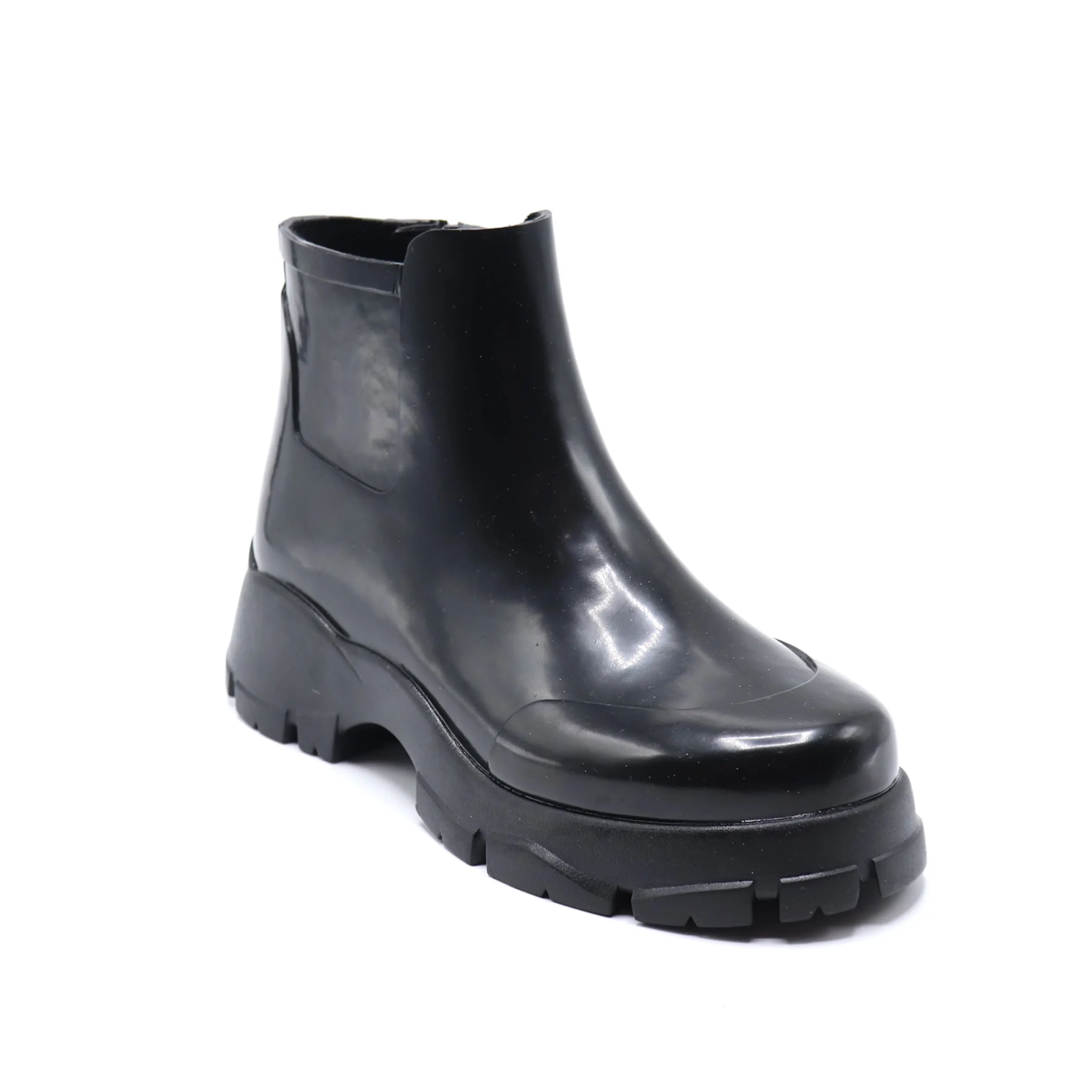 High quality waterproof boots glossy leather boots unisex rain shoes short rubber boots