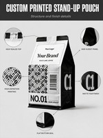 Sachets verticaux imprimés sur mesure, de qualité alimentaire, résistants à l'humidité et écologiques, pour café, aliments et produits pour animaux de compagnie