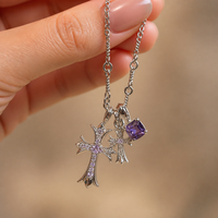Collier pendentif croix gothique, collier ras du cou à franges multicouches pour femmes, style grunge audacieux