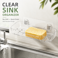 Support mural moderne en PET transparent pour éponge, rangement sans perçage, drainage rapide, organisateur multifonctionnel pour évier de cuisine