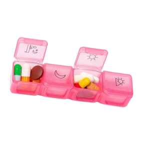 Boîte à pilules hebdomadaire en PP de taille voyage, écologique, 7 compartiments, logo personnalisé, compatible Braille, design moderne - Product Image 3