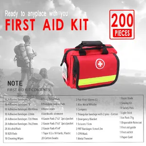 200pcs không thấm nước cá nhân viện trợ đầu tiên Survival khẩn cấp Kit rỗng túi với vật tư y tế cho cắm trại xe du lịch Logo