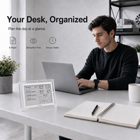 Kylendar Calendrier intelligent en papier électronique acrylique de 7,5 pouces avec WiFi, planificateur de bureau, horaire personnalisé, météo et horloge mondiale pour la maison et le bureau