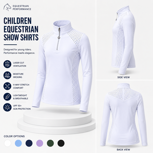 Camisa de Equitación para Niñas, Manga Larga, Cierre de Cremallera, Ventilación con Corte Láser, Protección UV, Elástica en 4 Direcciones - Product Image 2