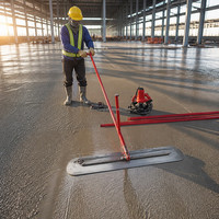 Taloche à béton manuelle haute performance avec manche de 5,4 mètres, en alliage d'aluminium et acier, pour la finition des sols, avec mécanisme à engrenages