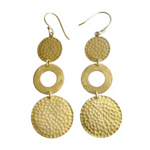 Boucles d'oreilles pendantes en laiton plaqué or, style bohème géométrique, bijoux de mode pour femmes, pour les soirées - Product Image 1
