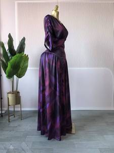 Vestido Maxi con Cuello en V Profundo y Cintura Fruncida para Mujer - Estampado Floral y Abstracto, Vestido Formal de Talla Grande, Vestidos Africanos de Moda para Mujer - Product Image 2