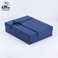 Boîte cadeau en carton rigide écologique bleue pour bougie avec nœud et ruban, plusieurs tailles, impression UV, recyclable