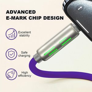 Câble de données USB Type-C à charge rapide, vente en gros d'usine, matériau TPE durable, 240W, 1M/2M/Longueur personnalisée, 12 mois, Écouteurs - Product Image 6