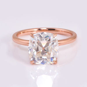 Anillo de oro rosa personalizado para mujer, joya de boda de moissanita, Diamante solitario DEF-VVS - Product Image 1