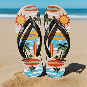 Custom Striped Floral Flip Flops Women Blue White Pattern Beach Sandals Orange Flower Print <b>Soft</b> Sole Summer <b>Slippers</b> Factory - Product Image 3