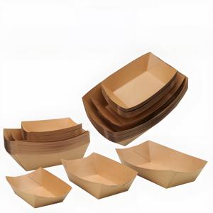 Bandeja de papel Kraft desechable de alta calidad de grado alimenticio a prueba de grasa para ensalada Sushi Sandwich-para servicio de restaurante - Product Image 2