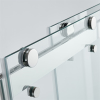 Porte de douche coulissante double en verre trempé chromé sans cadre à fermeture douce pour hôtel, en promotion