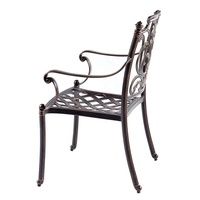 Ensemble de salle à manger d'extérieur en aluminium moulé, étanche, pour patio, balcon, jardin, restaurant, avec table ronde pour barbecue et foyer, et chaises