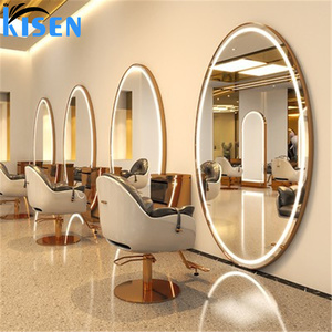 KISEN Stainless Steel Salon Display Cabinet Dressing <b>Table</b> And Storage Shelves Beauty With LED Light Makeup For Barber Shop Use - Product Image 1