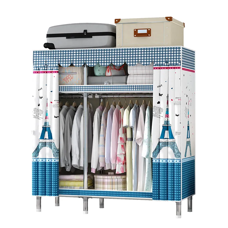 Fábrica cómodo nuevo diseño muebles de dormitorio plegable bebé niños adultos armario organizador de almacenamiento armario de tela