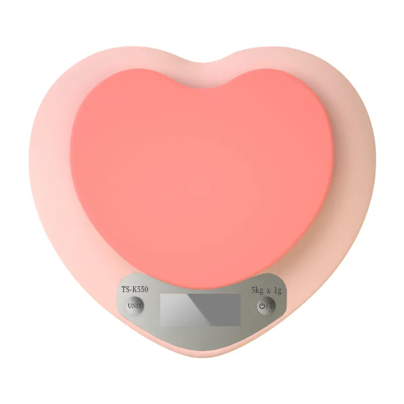 새로운 스타일 다기능 주방 음식 규모 디지털 디스플레이 측정 g oz lb 심장 모양 규모 핑크 음식 규모