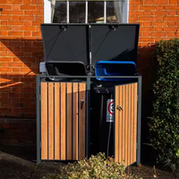 Vente en gros Poubelles en métal personnalisées 120L/240L Poubelle d'extérieur avec peinture au grain de bois Poubelle et hangar à ordures