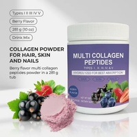 Poudre de peptides de collagène multi-types I-V, saveur baies, pour cheveux, peau et ongles, 30 portions, pot