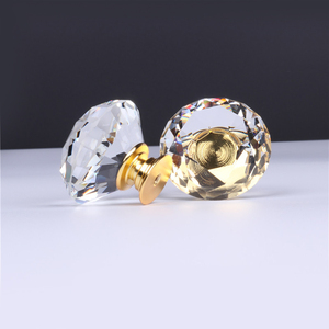 Zamak elmas şekilli lüks kristal cam kapı kolu ve tokmağı kapı çekmece çekin kolları orta yüzyıl tasarım mutfak yatak odası banyo otel için - Product Image 4