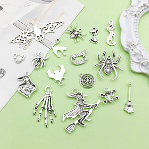 Pendentif rétro antique en alliage d'argent pour Halloween, formes variées, accessoires de bijoux DIY pour projets créatifs - Product Image 4