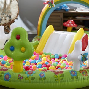 Centre de jeux aquatiques gonflable arc-en-ciel pour enfants, aire de jeux aquatique de jardin avec toboggan, piscine à balles, jouet de piscine extérieure pour tout-petits - Product Image 4