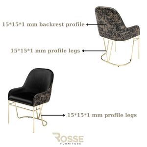 Silla de Comedor Moderna Bugatti, Tapizada en Terciopelo, Patas de Metal, Muebles Contemporáneos para el Hogar, Turquía - Product Image 2