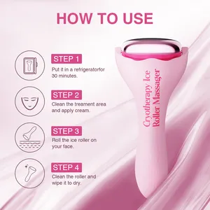 Rolo de rosto de gelo ecológico para massagem facial, rolo de massagem fria rosa, removedor de linhas finas, novo mini rolo de beleza