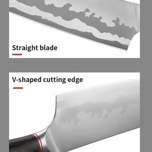 Juego de cuchillos de cocina de acero inoxidable de alto carbono <span class=keywords><strong>Parker</strong></span> con mango de madera para chefs y panaderos Logotipo personalizado para cortar tallado - Product Image 4
