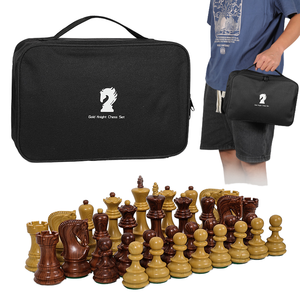 Ensemble de pièces d'échecs pondérées de 3,75 pouces de haute qualité, directement de l'usine, avec sac portable à fermeture éclair - Product Image 1