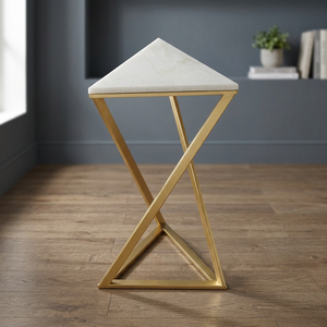 Table basse moderne avec cadre en laiton et plateau en marbre, meubles contemporains pour salon, table d'appoint décorative - Product Image 5