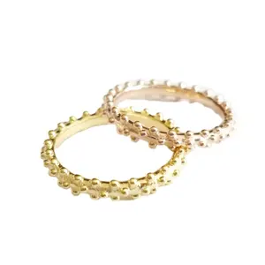 S925 anel personalizado de prata esterlina, bolha banhada a ouro anel para mulheres jóias no atacado