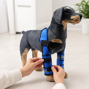 Protector de Patas Delanteras para Perros de Tercera Generación <span class=keywords><strong>con</strong></span> Franja Reflectante, Neopreno y Soporte Metálico para Rodilla y Codo, para Artritis, Fracturas y LCA - Product Image 1